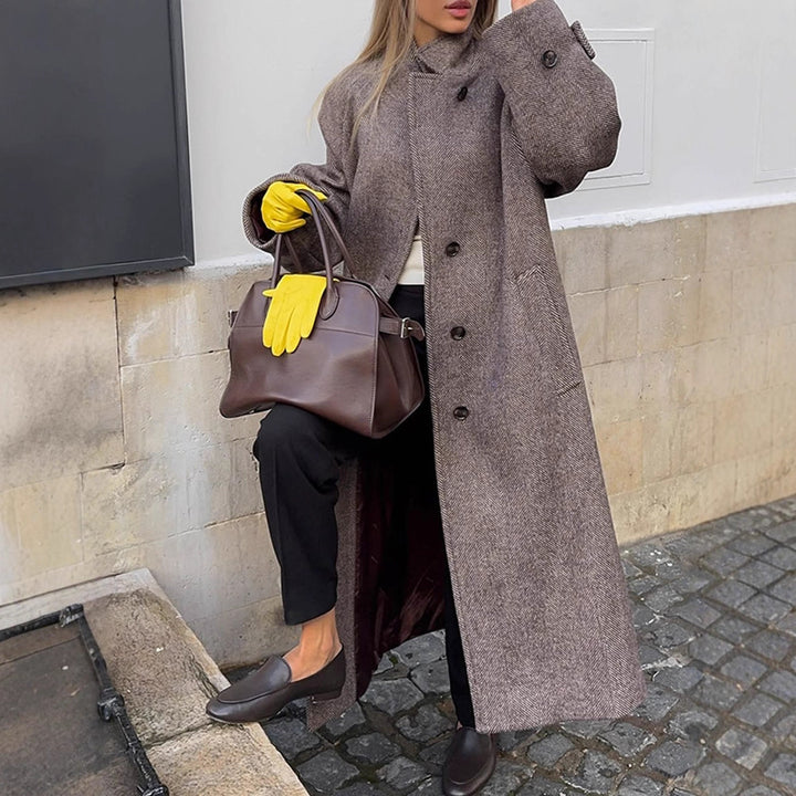 Damen lässiger Wollmantel mit modischem Schnitt und praktischen Taschen Drune