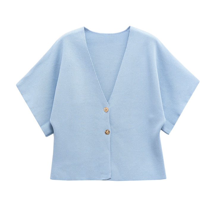 Damen leichte Strickjacke mit elegantem V-Ausschnitt und luxuriösen Knopfdetails Drune