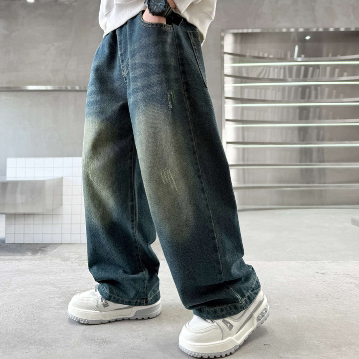 Damen weite Jeans im urbanen Stil mit praktischen Taschen Drune