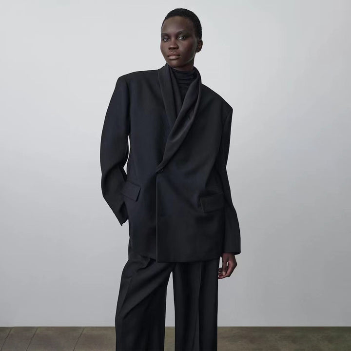 Damen Modischer Oversize-Blazer mit drapierter Vorderseite Drune