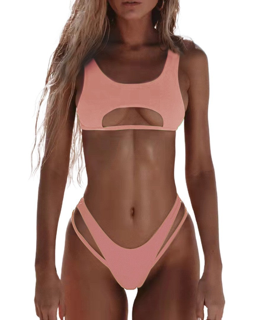 Femme Cut-Out Hochtailling Bikini Set Drune