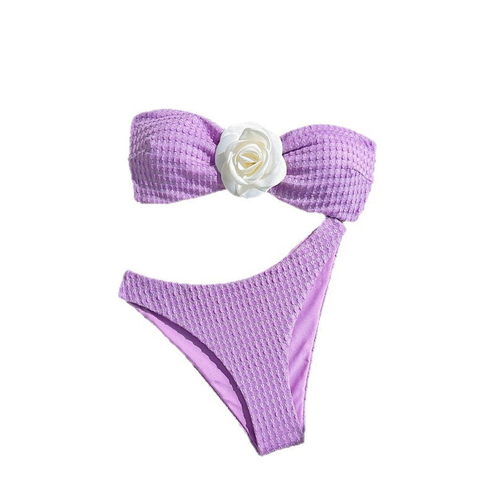 Damen Bandeau-Bikini-Set mit dekorativem Blumendetail Drune