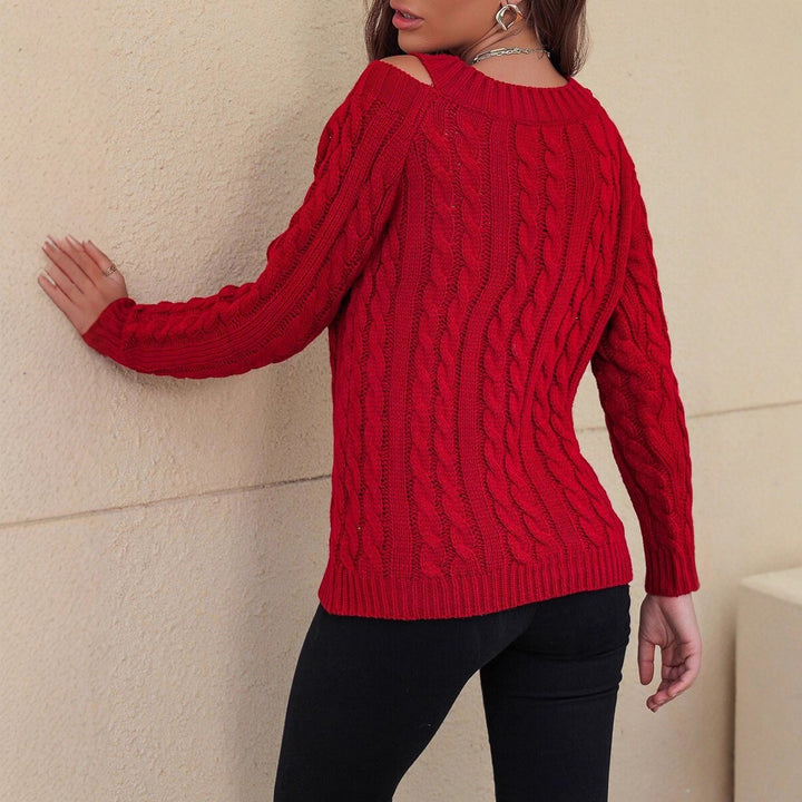 Damen Pullover mit Kalt-Schulter und strukturiertem Zopfmuster Drune