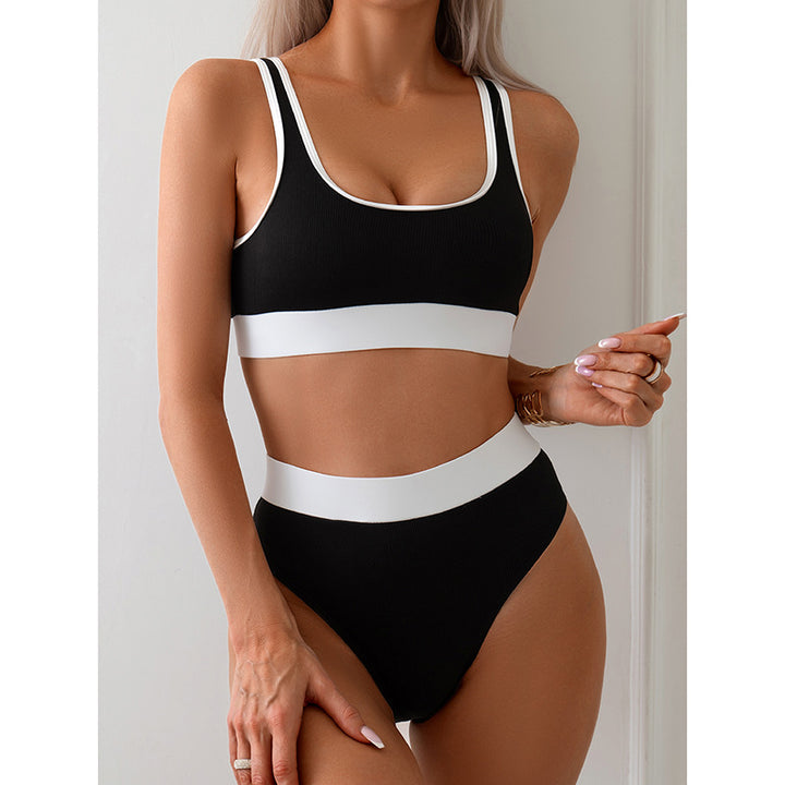 Damen hochgeschnittenes Bikini-Set mit sportlichem Design Drune