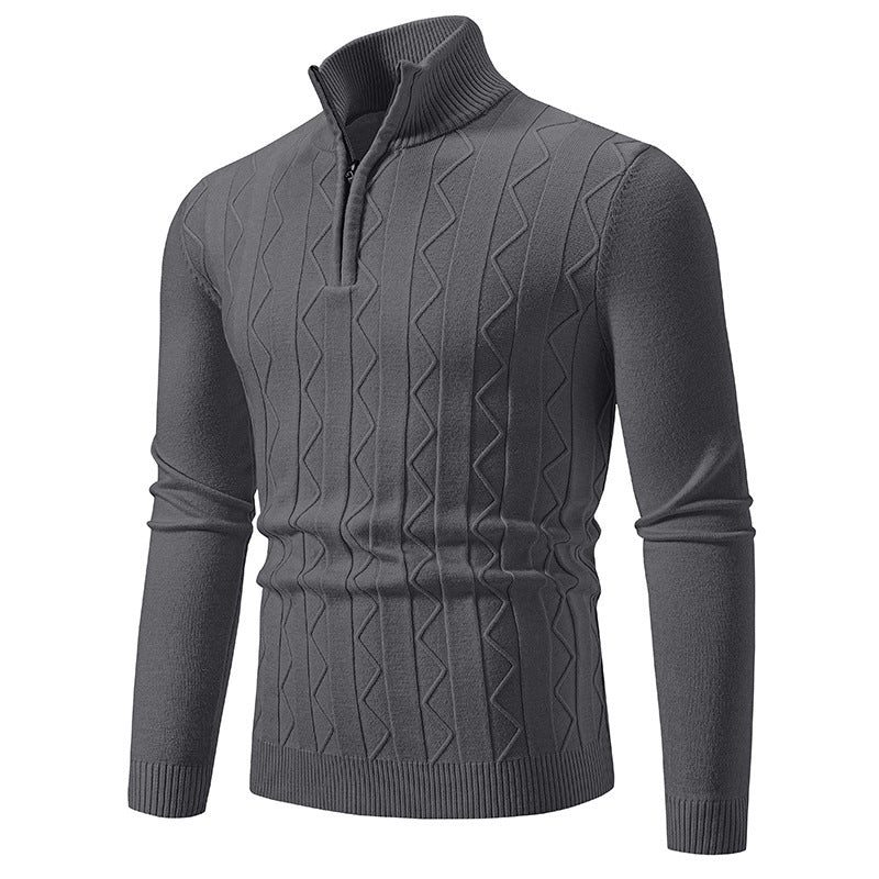 Herren eleganter Rollkragenpullover mit Zopfmuster und hohem Kragen Drune
