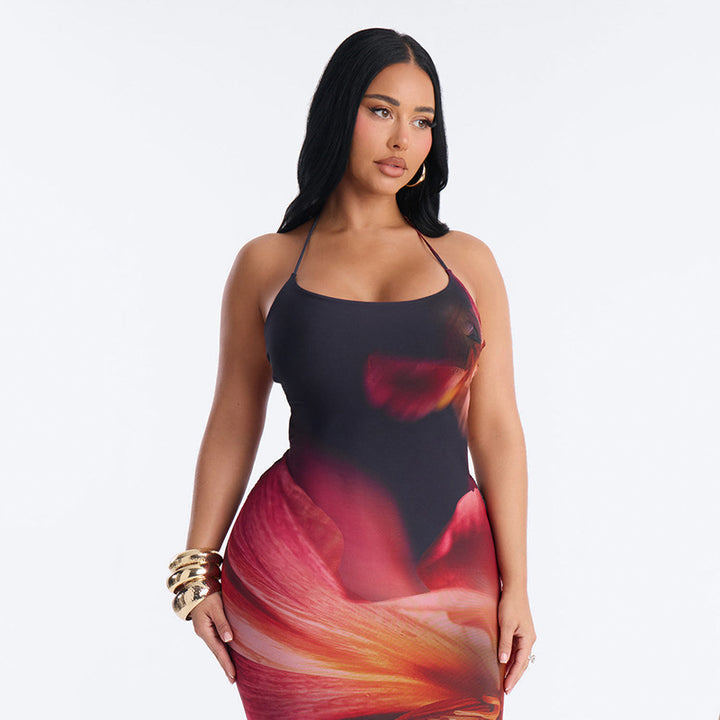 Damen Maxikleid mit aufregendem Blumenmuster und elegantem Schnitt Drune