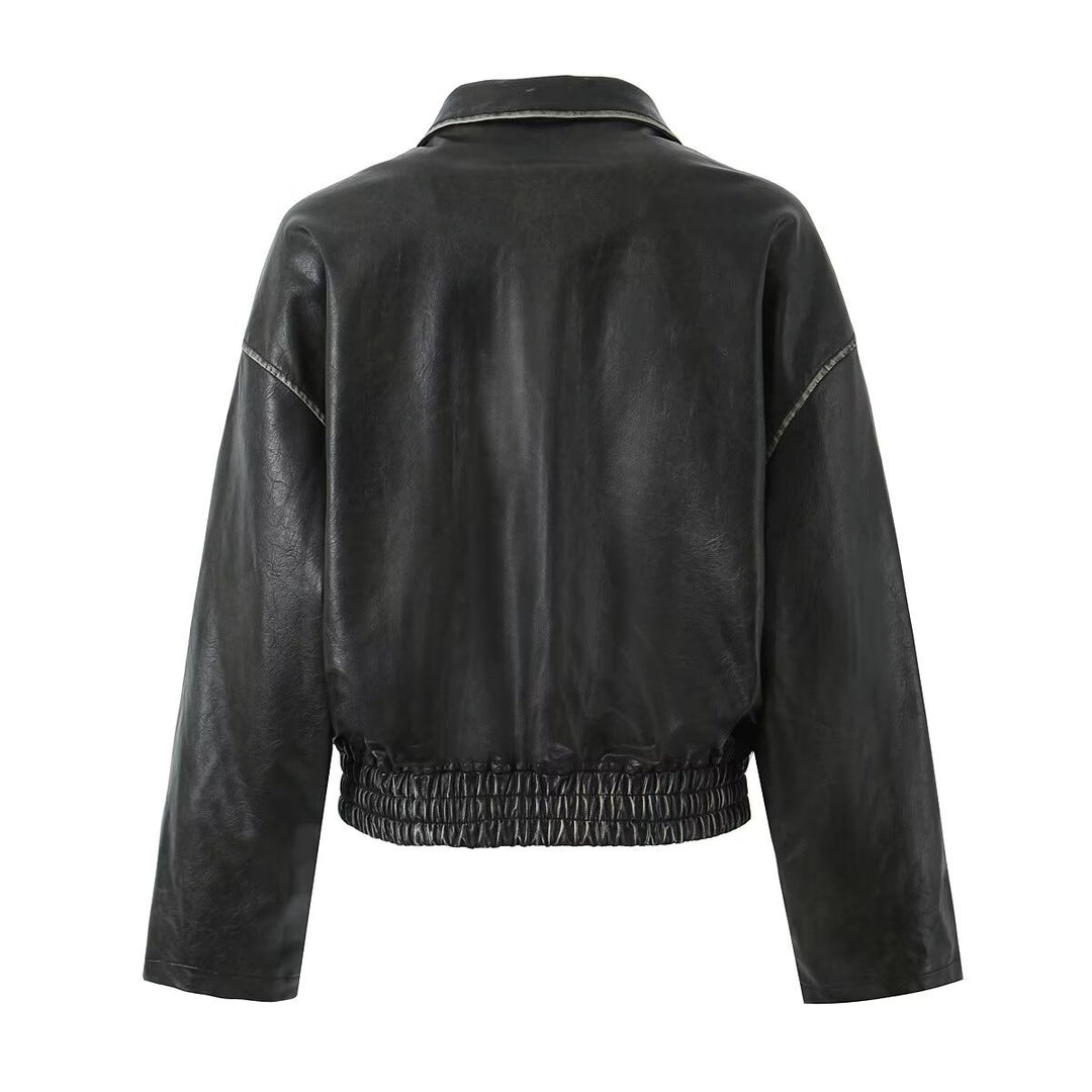 Damen Lederjacke mit modernem Schnitt und praktischen Reißverschlusstaschen Drune