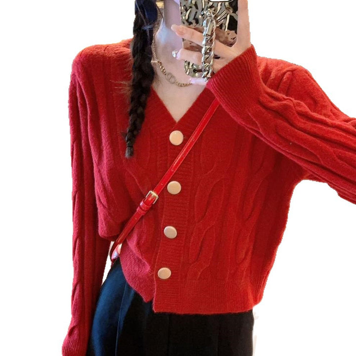 Damen Grobstrickjacke mit dekorativer Knopfleiste und weichem Material Drune