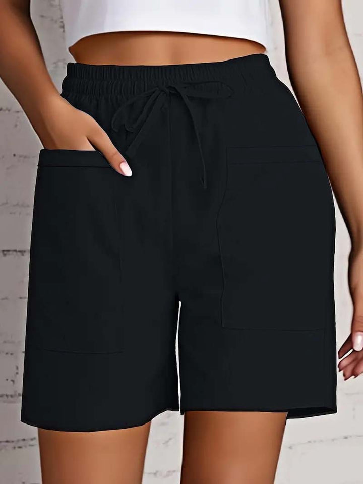 Damen entspannte Shorts mit breitem Gummibund und praktischen Taschen Drune