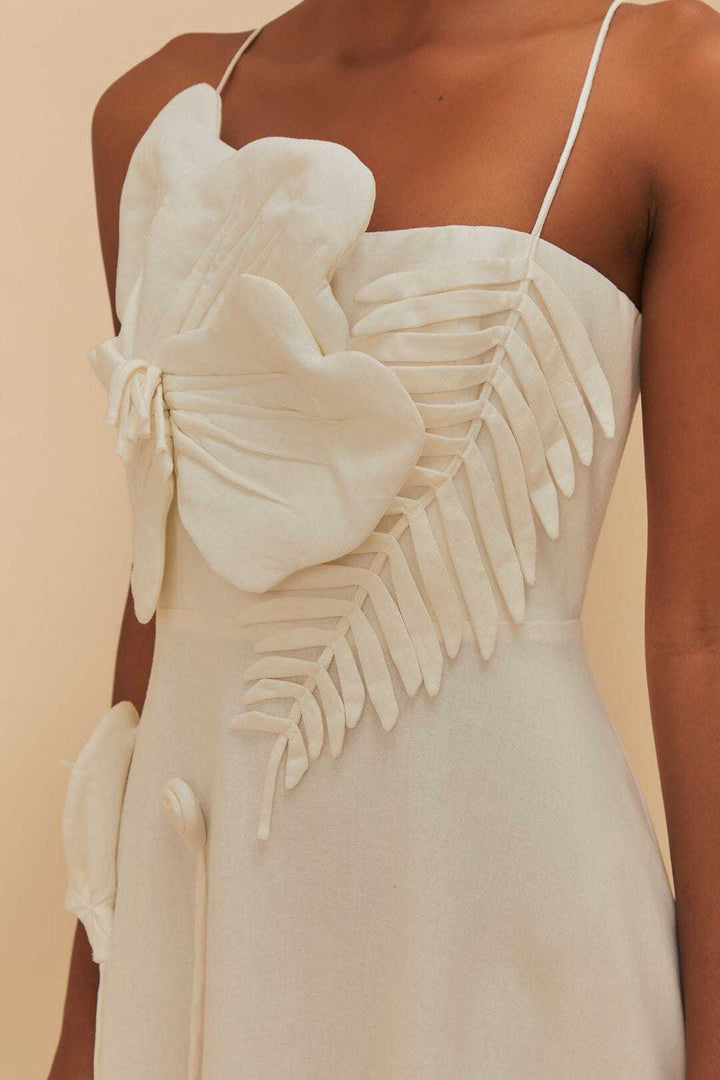 Damen Midi-Kleid mit kunstvollen Rüschendetails und verstellbaren Spaghettiträgern Drune