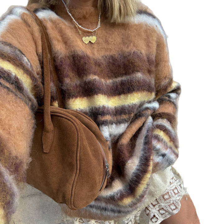 Damen Oversized Strickpullover mit modernen Streifenmustern und lässigem Schnitt Drune