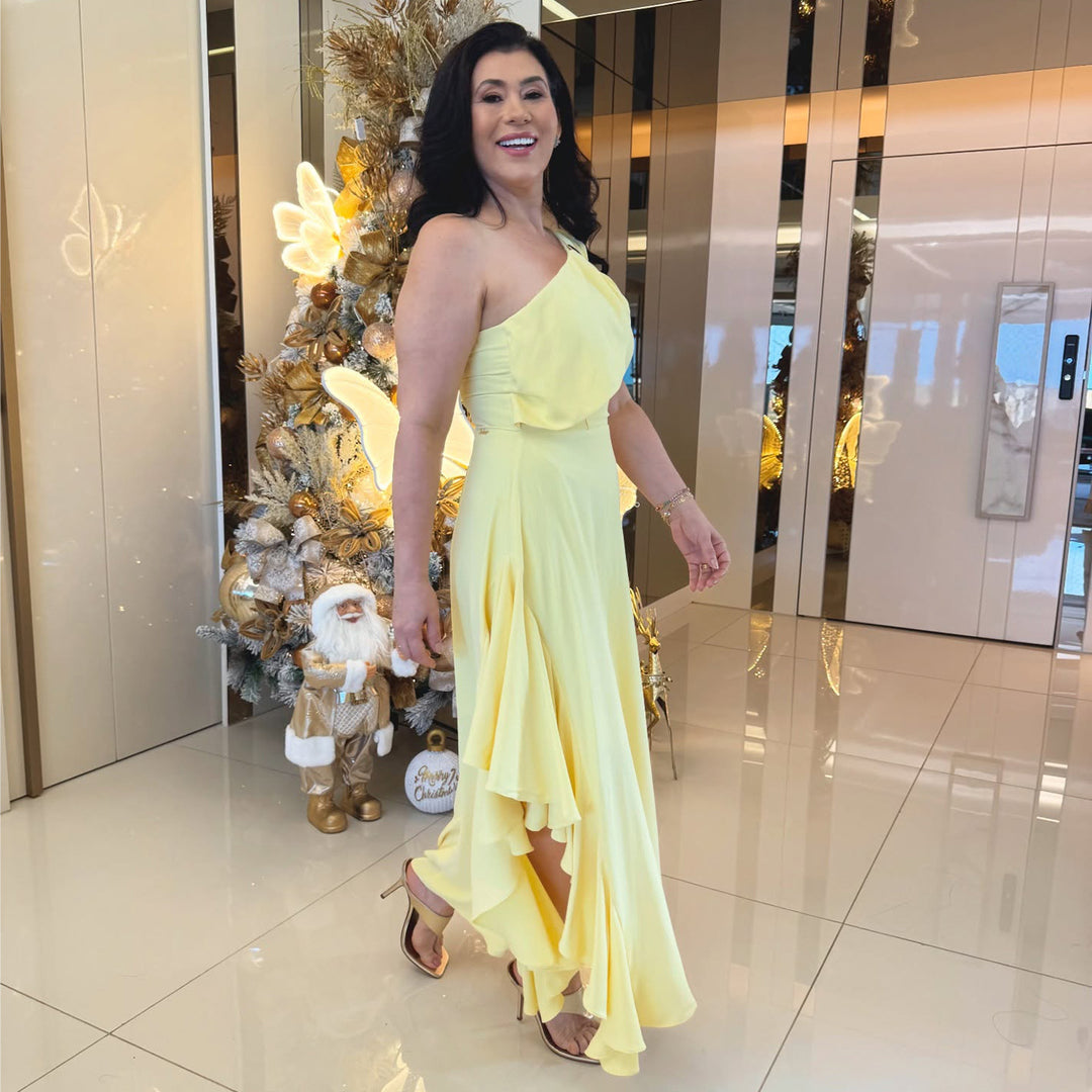 Damen Maxikleid mit eleganter Raffung Drune