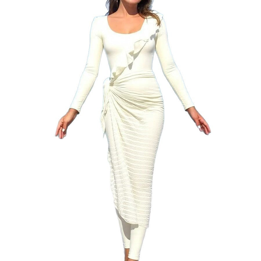 Damen Elegantes Sommerkleid mit Wickeloptik Drune