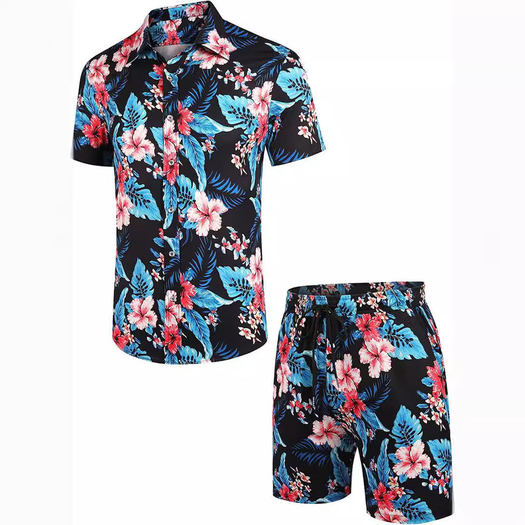 Herren kurzärmliges Hemd und Badeshorts Set Drune