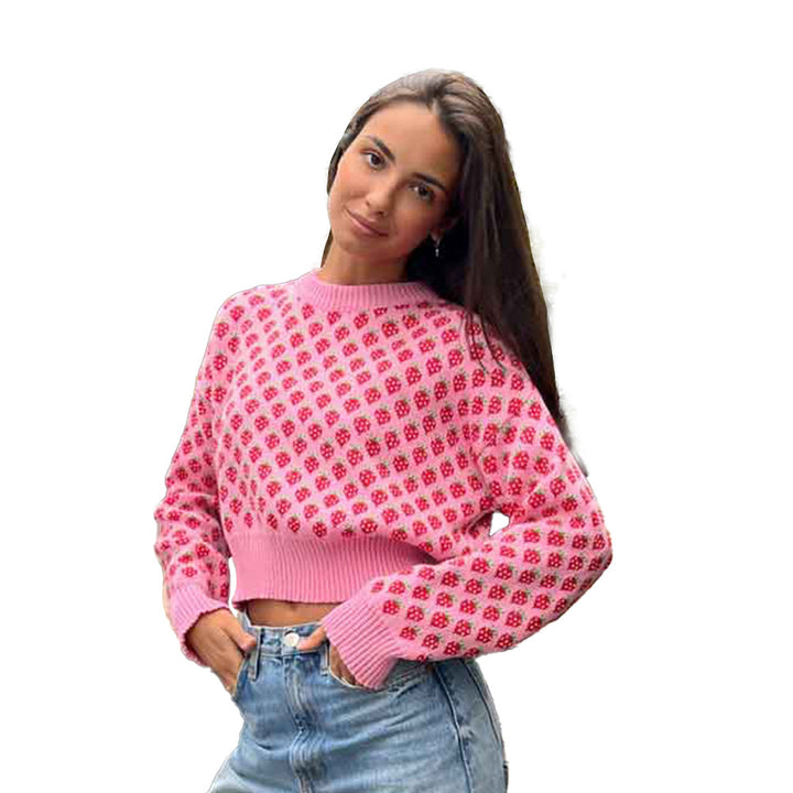 Damen modischer cropped Pullover mit floralem Muster Drune