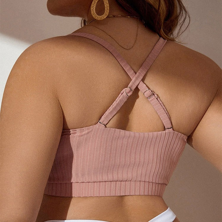 Damen Kombination aus Crop-Top und Bikinioberteil mit Raffung Drune