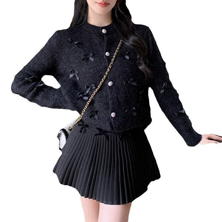 Damen Strickjacke mit dekorativen Schleifenapplikationen Drune