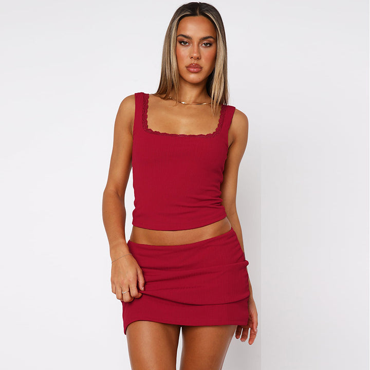 Damen Slim Fit Kleid mit Spitzenakzenten Drune