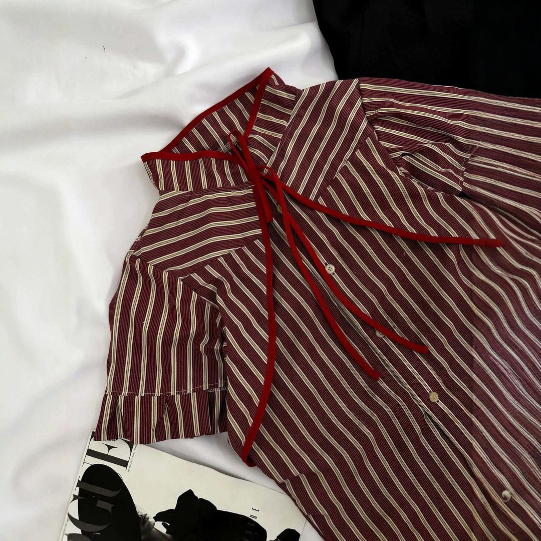 Damen Modische Bluse mit hochgeschlossenem Kragen und dekorativen Rüschen Drune