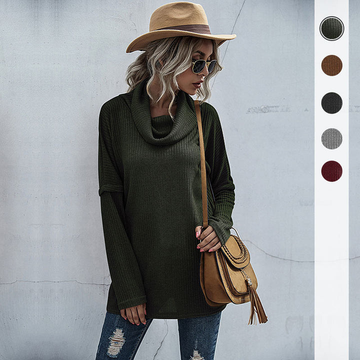 Damen lässiger Pullover mit weitem Kragen und strukturiertem Design Drune