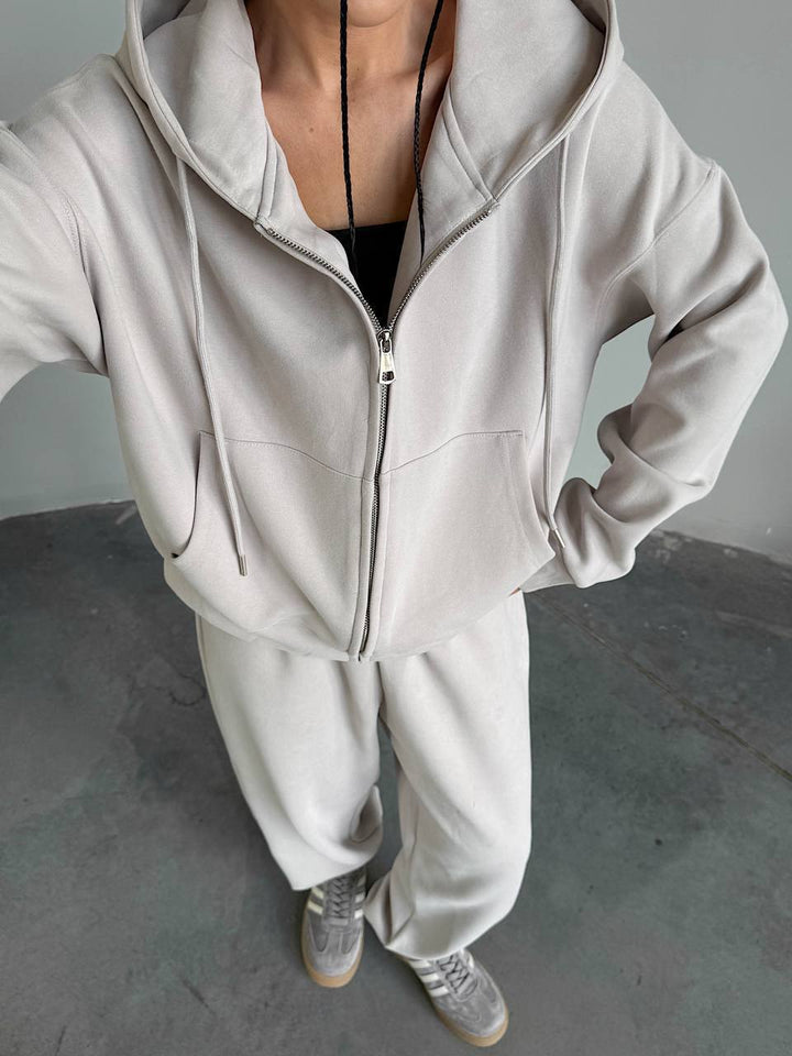 Damen lässiger Hoodie-Jumpsuit mit praktischem Reißverschluss Drune