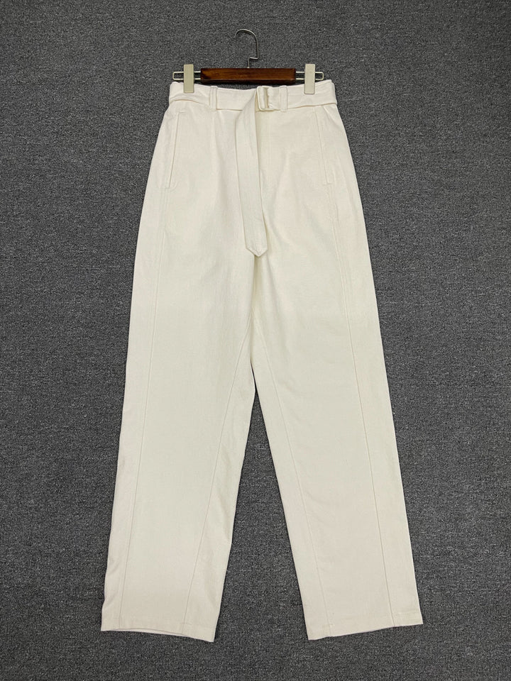 Damen Elegante und bequeme High-Waist-Hose mit Gürtel Drune