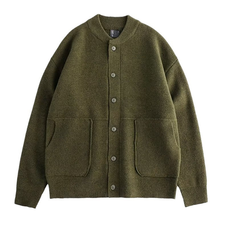 Herren lässige Strickjacke mit Druckknöpfen und praktischen Taschen Drune