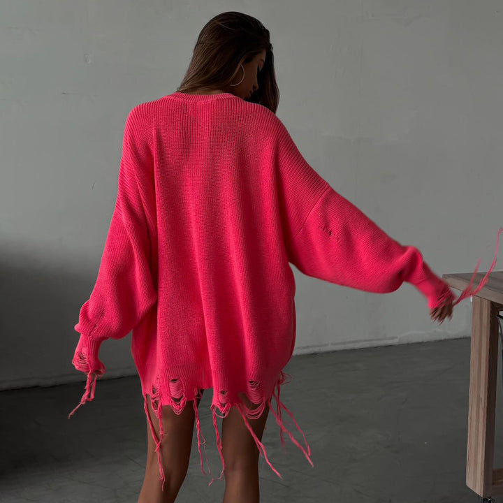 Damen Oversized Strickpullover im modernen Used-Look Drune