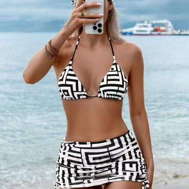 Damen Triangel-Bikini mit asymmetrischem Rock Drune
