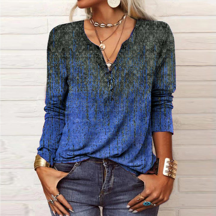 Damen langärmliges Casual-Shirt mit verspieltem Muster Drune