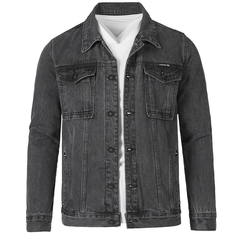 Herren Jeansjacke im modernen Slim-Fit Design mit praktischen Taschen und robusten Nieten Drune
