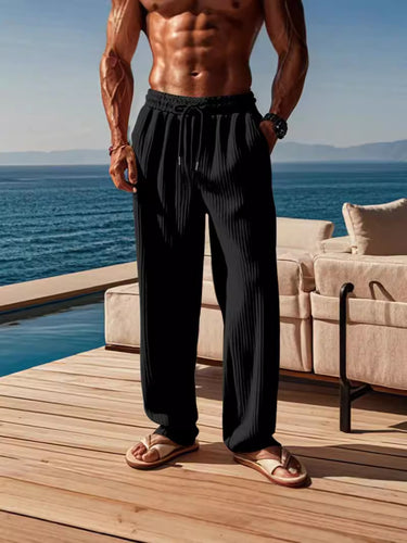 Herren lässige Strandhose mit elastischem Bund und praktischen Seitentaschen Drune