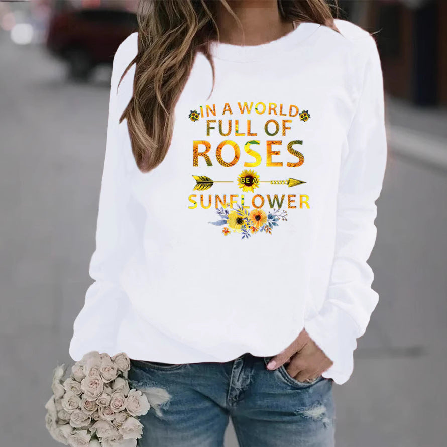 Damen Sweatshirt mit inspirierendem Motiv und Blumenverzierung Drune