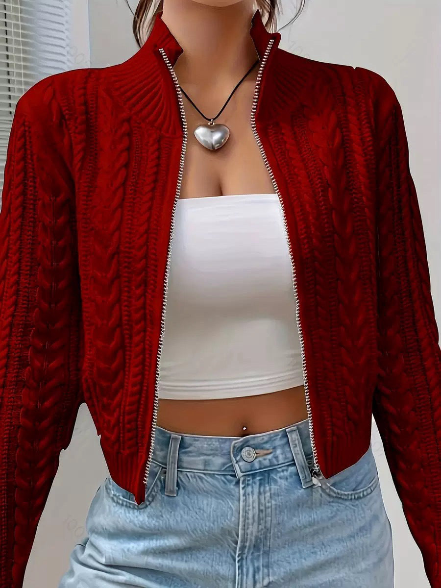 Damen Strickjacke mit modernem Zipper Drune