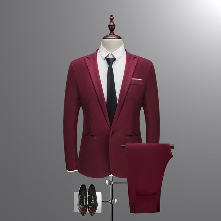 Herren nan schlankes zweiteiliges Anzugset aus feinem Wollmix mit schmalem Revers Drune