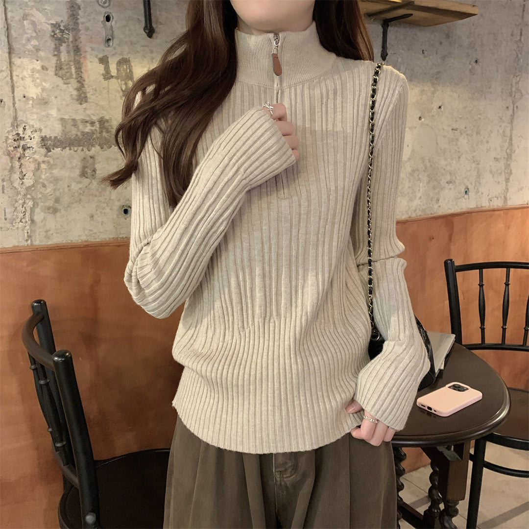Damen elegant geschnittenes Sweatshirt mit Stehkragen Drune
