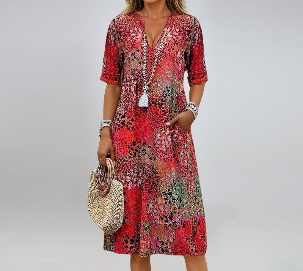 Damen bunt gemustertes Sommerkleid Drune