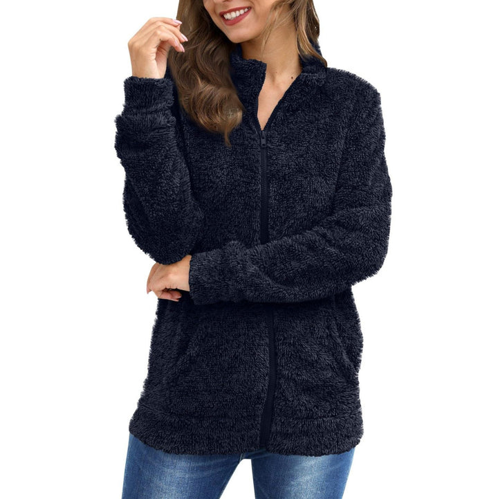 Damen Kuscheljacke mit durchgehendem Reißverschluss und weichem Plüschstoff Drune