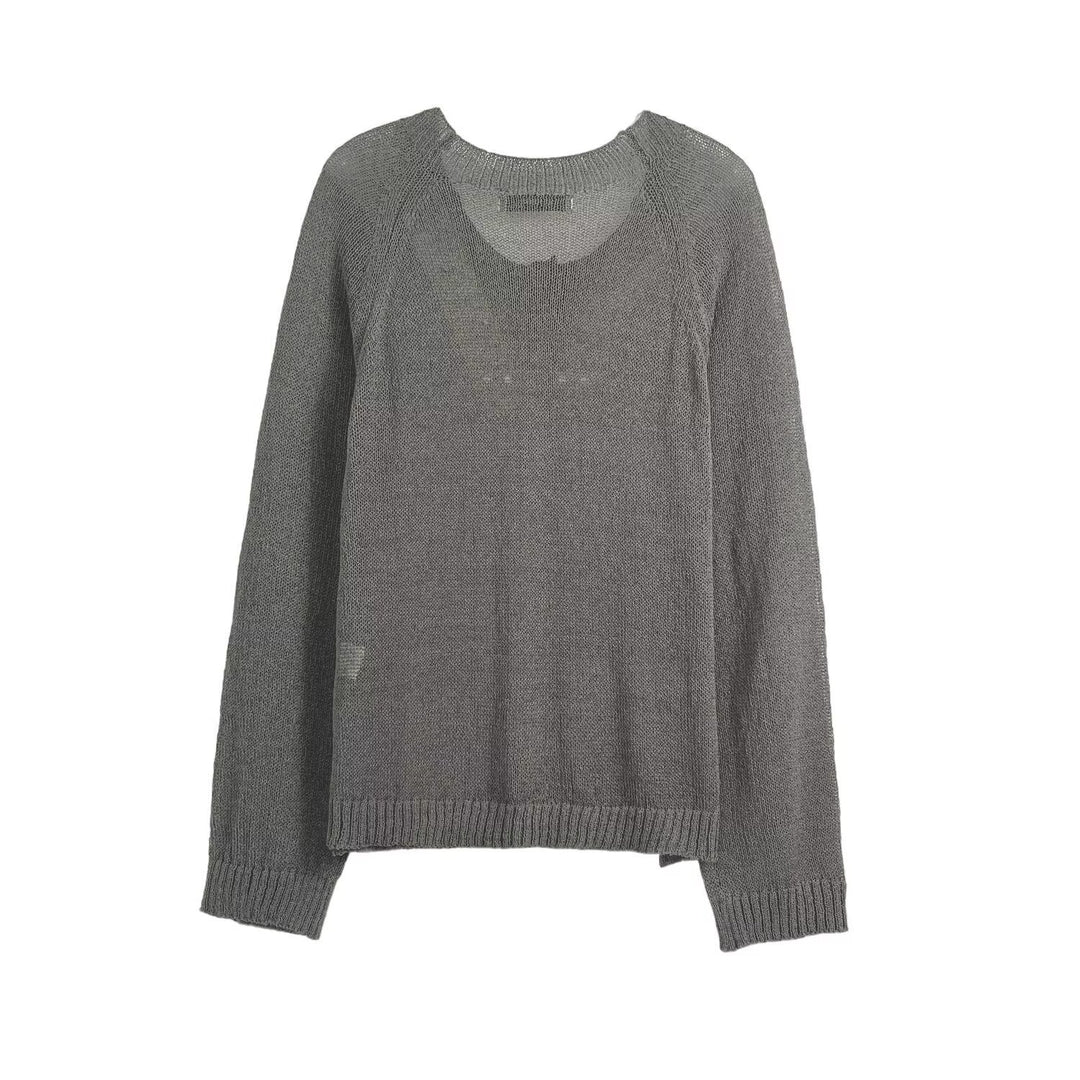 Damen lässiger Pullover mit Knopfdetails Drune