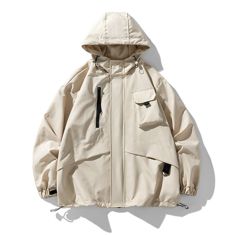 Herren technische Outdoor-Jacke mit multifunktionalen Taschen und verstellbarer Kapuze Drune