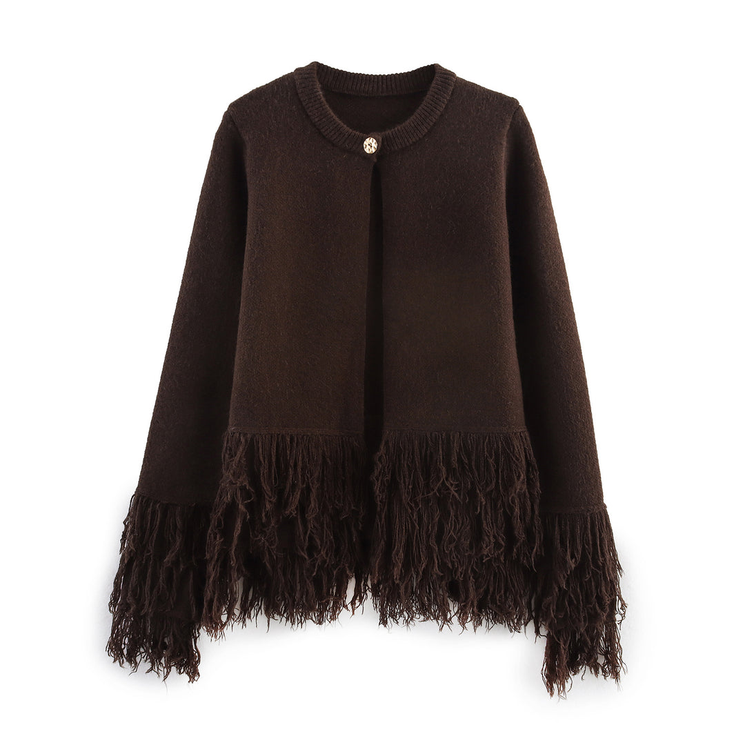 Damen eleganter Cardigan mit fransigen Details Drune