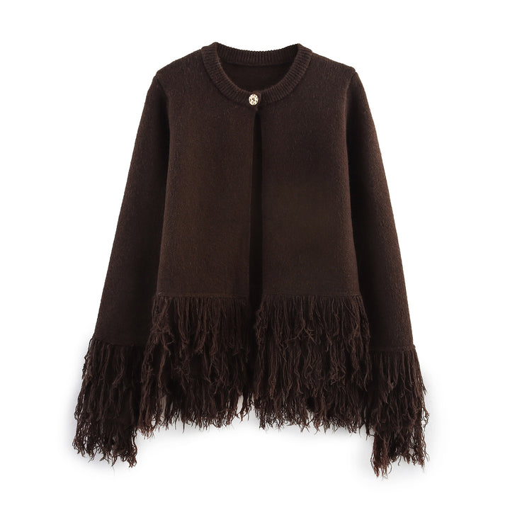 Damen eleganter Cardigan mit fransigen Details Drune