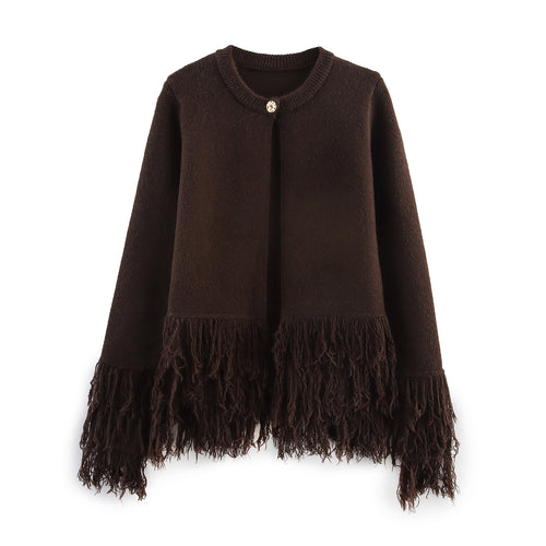Damen eleganter Cardigan mit fransigen Details Drune