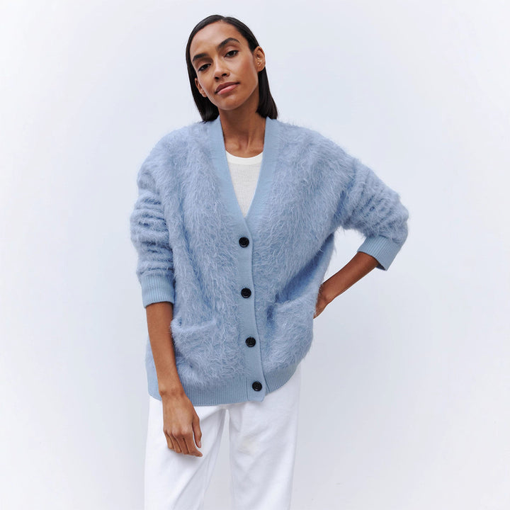 Damen Weicher Cardigan aus Mohair mit Knöpfen Drune