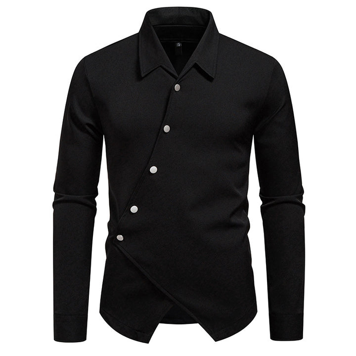 Herren modisches Hemd mit asymmetrischem Knopfdesign und eleganter Passform Drune