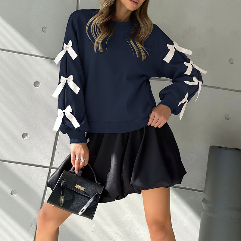 Damen Oversized Sweater mit verspielten Schleifendetails Drune