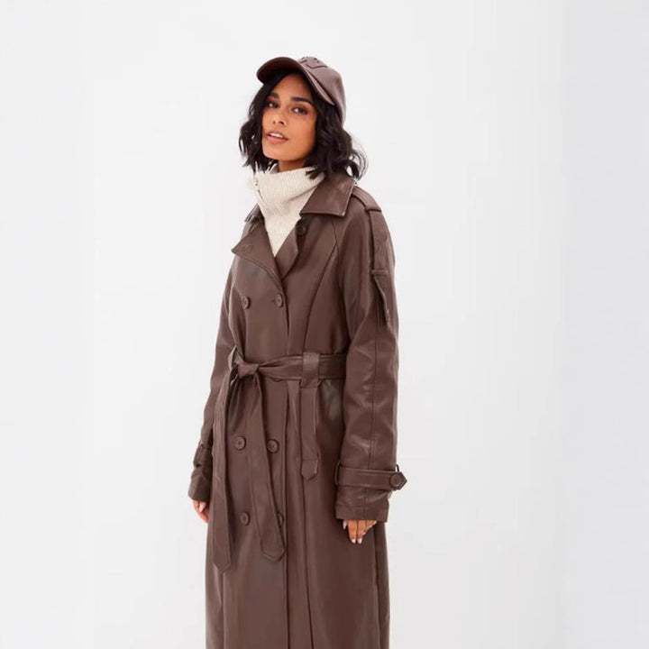Damen modischer Trenchcoat mit Gürtel Drune