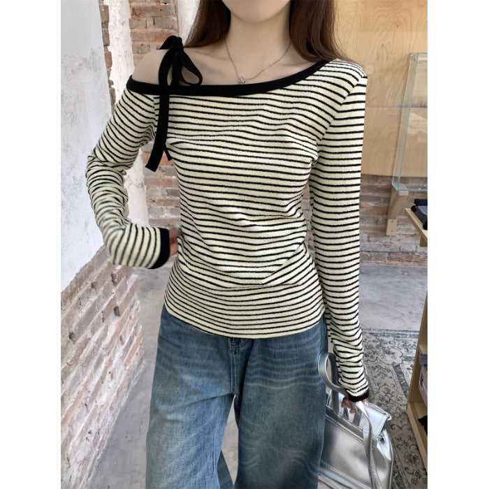 Damen asymmetrisches Langarmshirt mit schickem Trägerdetail Drune
