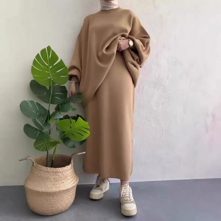 Damen lässiges Maxikleid mit oversized Schnitt und eleganten Details Drune