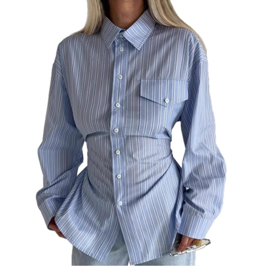 Damen Elegante Oversized Bluse mit Knopfdetails und lässigen Ärmeln Drune